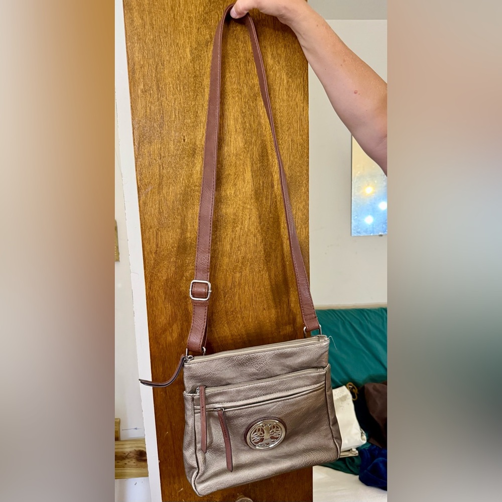 Celtic Pewter Leather Crossbody Bag